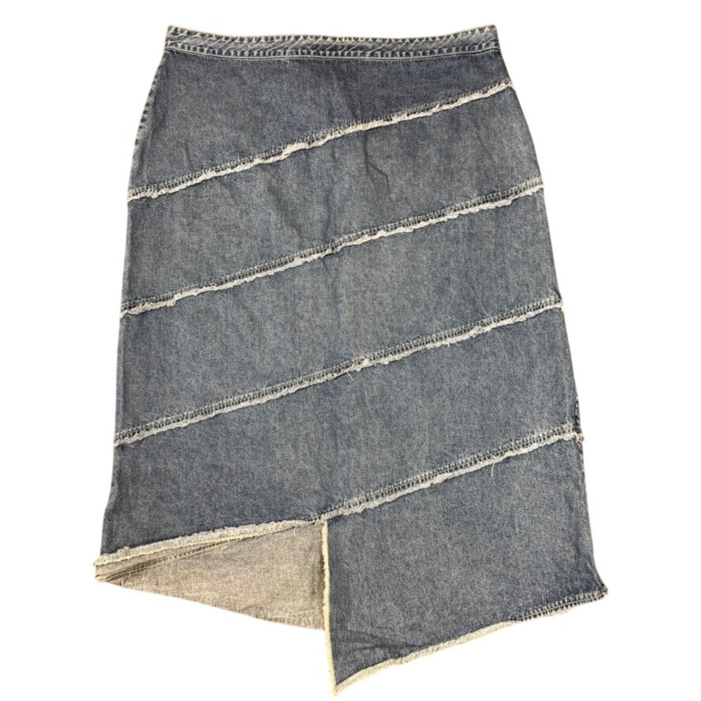 Me and You Blue Denim Maxi Skirt Frayed Hem 100% Cotton Plus Size 3X Distressed